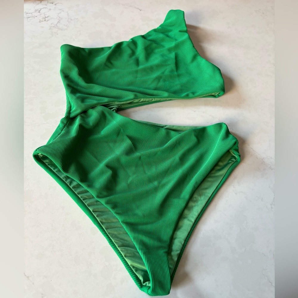 Green, one piece swimwear